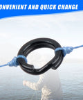 Fishing Split Rings Assortment Kit With 200 Pcs Stainless Steel Rings, showing close-up of split ring tied to fishing line