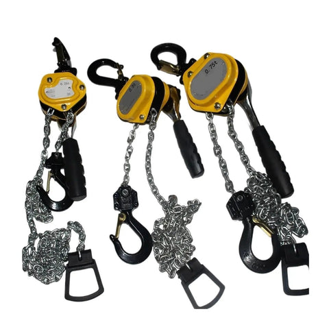 Heavy Duty 0.25 Ton Hand Chain Hoist Hook Mount With 3 Meter Portable Manual Lever Block For Lifting Heavy Loads No Sweat Required, featuring multiple hoist sizes.