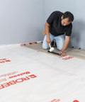 Installer using Maverick Wide Angle Pull Bar for Vinyl Laminate and Wood Flooring Installations Triangular Head Absorbs 10x Strike Force