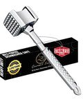 Dual-Sided Meat Tenderizer Tool With Flat Pounder And Textured Surface, Non-Slip Grip, Heavy-Duty Stainless Steel kitchen essential