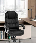 Ergonomic High Back Office Chair With Lumbar Support, Adjustable Desk Chair In PU Leather, Swivel Task Chair With Armrests