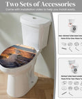 Fresh Coastal Thatched Roof Umbrella Decorative Resin Toilet Seat on toilet, 14.5x18.5 inches, with installation accessories.