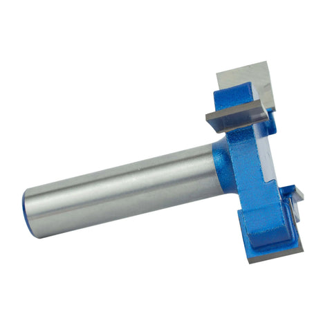 Pro Grade CNC Spoilboard Surfacing Router Bit, 1/2 inch shank, 2 inch diameter, side view showing carbide tipped design for woodwork.