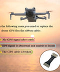 Image showing GPS Ribbon Cable Replacement For DJI Mini 4 Pro Drone GPS Module instructions over a drone and sunset.