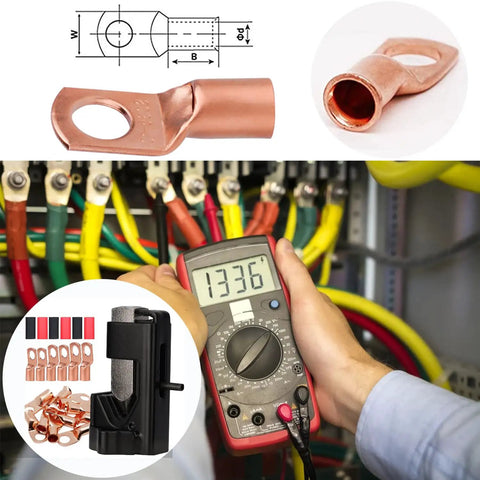 Pro Grade Lug Crimper Kit For Welding Battery Cables And Wire Terminals Heavy Duty Crimp Tool Set with copper lugs and multimeter