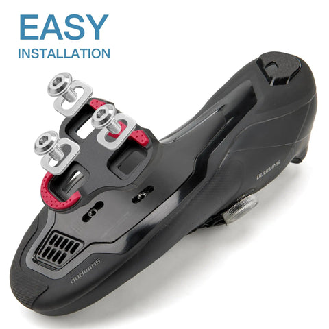 Bike Cleats For Look KEO Compatible 9 Degree Float System on black cycling shoe with visible cleat details