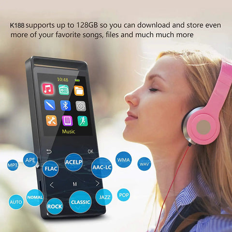 64GB Bluetooth MP3 Player With Sport Armband For Running FM Recording Shuffle Play Line In Voice Recording HiFi Sound