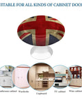 Slick Round Cabinet Knobs And Pulls Straight Up Durable Stainless Steel Furniture Hardware Rock Solid Grip Smooth Surface Easy Snap Install Kitchen Drawers Top Shelf Design 2 Pack with Union Jack design