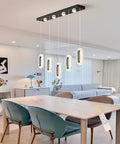 60W Dimmable LED Pendant Chandelier With Remote Control, 5-Light Slick Modern Black Fixture over dining room table