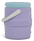 Side view of 2 Gallon Retro Party Water Jug Cooler With Drip Resistant Spigot Thermecool Foam Insulation Lilac Breeze Color