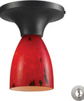 Celina 1 Light Semi Flush Mount Ceiling Fixture with Dark Rust Finish and Fire Red Hand Blown Glass, includes adapter kit