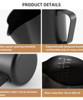 20 Oz Milk Frother Pitcher For Espresso And Latte Art Pen For Foam Stainless Steel Steaming Cup With Nonstick Coating Black Coffee Frothing Cup For Cappuccino And Milk Foam, showing features like ergonomic handle and dripless spout.