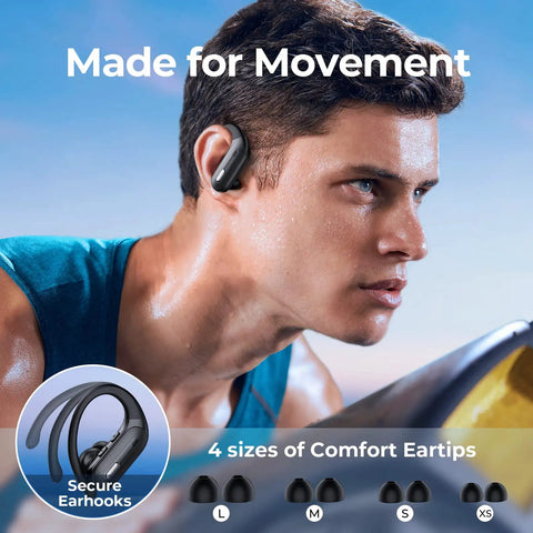Beast Battery Life Wireless Bluetooth Earbuds With 90 Hours Playtime And LED Power Display, IPX7 Waterproof In Ear Headphones With Earhooks, Lightweight Stereo Ear Buds For Android Phones And Other Devices, Crisp Sound And Comfortable Fit