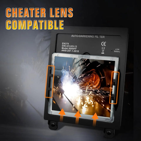 Large View Auto Darkening Welding Helmet With Led Light Solar Powered True Color Viewing Lens Four Arc Sensors