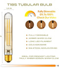 Dimmable T10 Amber LED Tubular Bulb 6W 60W Equivalent, Retro Edison Style Light with E26 Base and Warm Glow