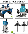 Compatible models for 15 Piece One Quarter Inch Shank Tungsten Carbide Router Bit Set with woodworking tools and router table