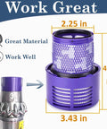 V10 Replacement Filters For Dyson Vacuum Cyclone Series 3 Pack With dimensions and material details.