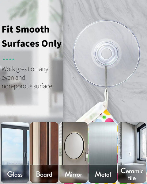 Small Rubber Suction Cups For Glass 30 Pack Assorted Sizes on smooth surfaces like glass and metal shown in use