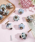 Vintage Ceramic Pumpkin Cabinet Knobs Set, 20 Piece, 1.5 Inch Leaf Pattern Drawer Pulls With Screws, Four Color Mix displayed