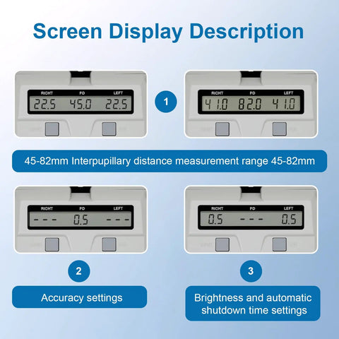 Digital Pupilometer With LCD Display And Memory PD Meter For Eyewear Fitting Pupillary Distance Tool Precision Optical Instrument 45 To 82mm Great For Eye Pros And Shops Quick Readouts Memory Recalls Last Five PD Measurements Easy Onehanded, LCD screen settings