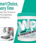Bleach-Free Lemon Scent Disinfecting Surface Wipes Canister, 240 Count, 3-In-1 Cleaner shown with cleaning instructions
