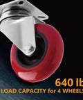 Close-up of 3 Inch Swivel Caster Wheels Set Of 4 With Heavy Duty Plate Casters And Polyurethane Tires 640 lb total capacity
