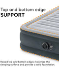 Detail of Super Thick Twin Air Mattress With Built In Pump showing raised edges for support and stability in a gray color.