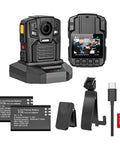 4K Body Camera With Gps And Night Vision For Police Usa, 128Gb Storage Security Body Cam setup with batteries and charger.