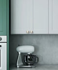 Kitchen with cabinets featuring 30 Pack One And A Quarter Inch Brushed Satin Nickel Cabinet Knobs For Kitchen Cabinets Dressers And Drawers Zinc Hardware Durable Easy Install Modern Pulls Solid Value above a mixer.