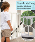 Adjustable Baby Gate For Pets 29 To 39.6 Inches Wide, 30 Inch Tall, Auto Close On Both Sides, Dual Lock Safety in hallway
