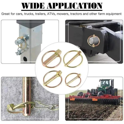 Heavy Duty Spring Steel Annular Ring Pins 50 Piece Assortment Kit For Trailers Trucks Automotive Agricultural And Industrial Equipment Rust Resistant Galvanized Steel Durable Fastening System Built Tough on trailer hitch and farm equipment