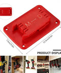 M18 18V Battery Holder Wall Mount Kit 5 Piece Tool Organizer Rack For Cordless Drills And Batteries display and dimensions