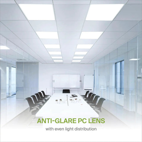 Workhorse 2x2 LED Flat Panel Light 25W 3250LM 5000K Daylight Dimmable Ceiling Panels installed in modern office