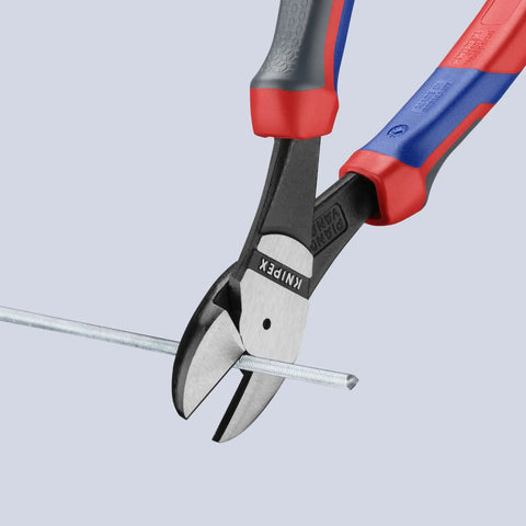High Leverage Diagonal Cutters With Comfort Handles And Tethered Tool System, Multi-Component 7402200 cutting a metal wire
