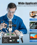 Technician using Infrared Rework Station With 1250W Hot Air Soldering Reflow System for PC boards and electronics rework