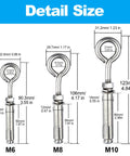 Comparison of M6, M8, M10 Beefy Heavy Duty Shoulder Eye Bolts M10 Stainless Steel 304 Eyebolts With Nuts And Expansion Screws