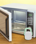4 Pack Kid-Proof Cabinet Locks For Kitchen Appliances And Ovens, shown on a microwave, with light green ABS lock on the door