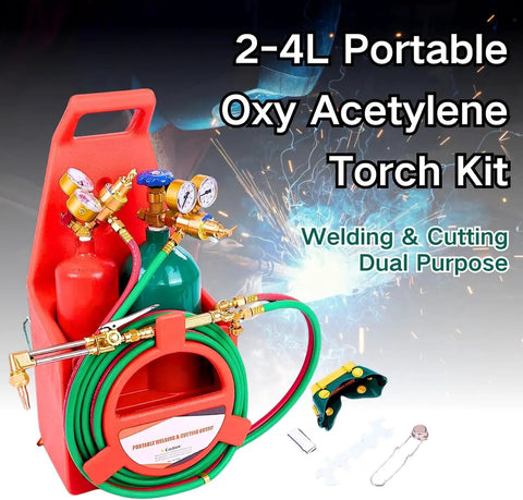All in One Portable Oxy Acetylene Torch Kit for Welding and Cutting, Pro Grade Oxygen and Acetylene Tank Set with hoses