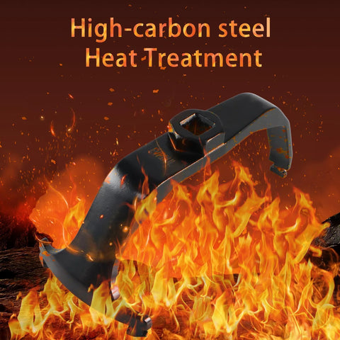 Half Inch Drive Fuel Tank Lock Ring Tool For Fuel Pump Sender Removal And Install, Beefy Pro Grade High Carbon Steel in flames.