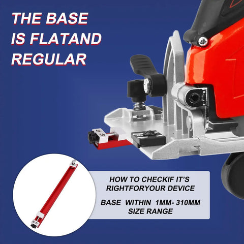 Pro Grade Adjustable Circular Saw Track Guide Rail Aluminum Alloy Base Rip Fence, close-up with attachment details.