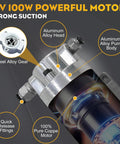 Electric Oil Extractor Pump 12V 24V High Power 100W Copper Motor close-up on aluminum alloy pump body and motor components