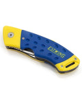 2-In-1 Folding Jab Saw With Retractable Utility Knife for Quick Drywall Cuts, stainless steel frame and blade, folded view