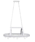 Two-Light Kitchen Pot Rack With Down Lights In Brushed Nickel Finish, 35.5 Inch Long, Ceiling Mount With Two 3-Foot Chains