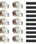 10 Pack N Male Crimp Connector For RG8X LMR240 CNT240 KMR240 Mini8 4D FB Belden 9258 Coax Cables displayed with accessories