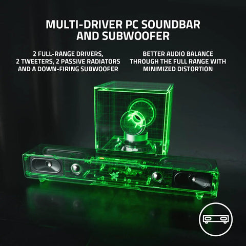 Next Level PC Gaming Soundbar And Wired Subwoofer With Dual Drivers Delivering Sick Bass THX Spatial 7.1 Surround Sound Setup That Will Blow Out Your Speakers In Classic Black