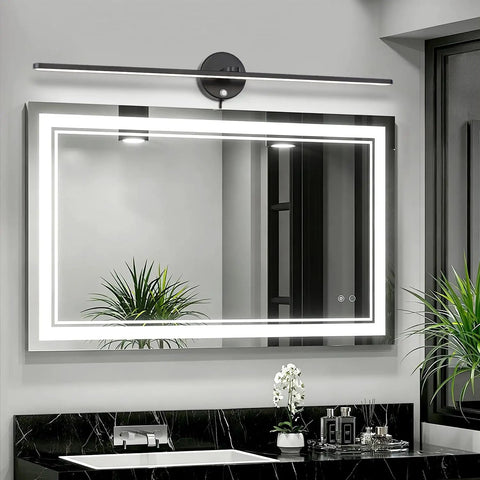 32 Inch Picture Lights For Bathroom Vanity And Over Mirror Wall Lighting, Plug In Or Hardwired 18W 3000K Dimmable LED, sleek modern black