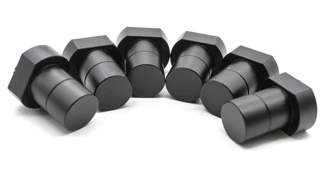 6 Pack Bench Dogs With Non Slip Pads For Three Quarter Inch Workbench Holes Aluminum Alloy MFT Stops Heavy Duty Woodworking Clamp Accessories To Keep Lumber From Slipping During Routing Cutting And Sanding, black anodized