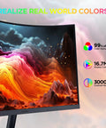 27 Inch Curved FHD 1080p Gaming Monitor With 144Hz Refresh Rate, 1500R VA Panel showing vibrant display, image close-up