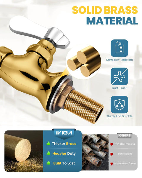 Close-up of Heavy Duty Single Hole Cold Water Faucet Crafted From Solid Brass With A Shiny Chrome Finish mounted, showcasing durability.