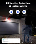 Outdoor setup showing Solar Wireless Security Camera Kit For Outdoor Home Surveillance with PIR Human Detection feature.